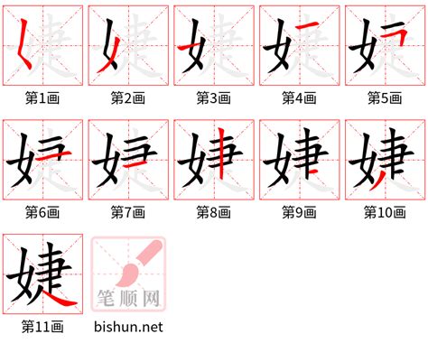 婕筆劃|婕的笔顺（笔画顺序）汉字婕的笔顺动画